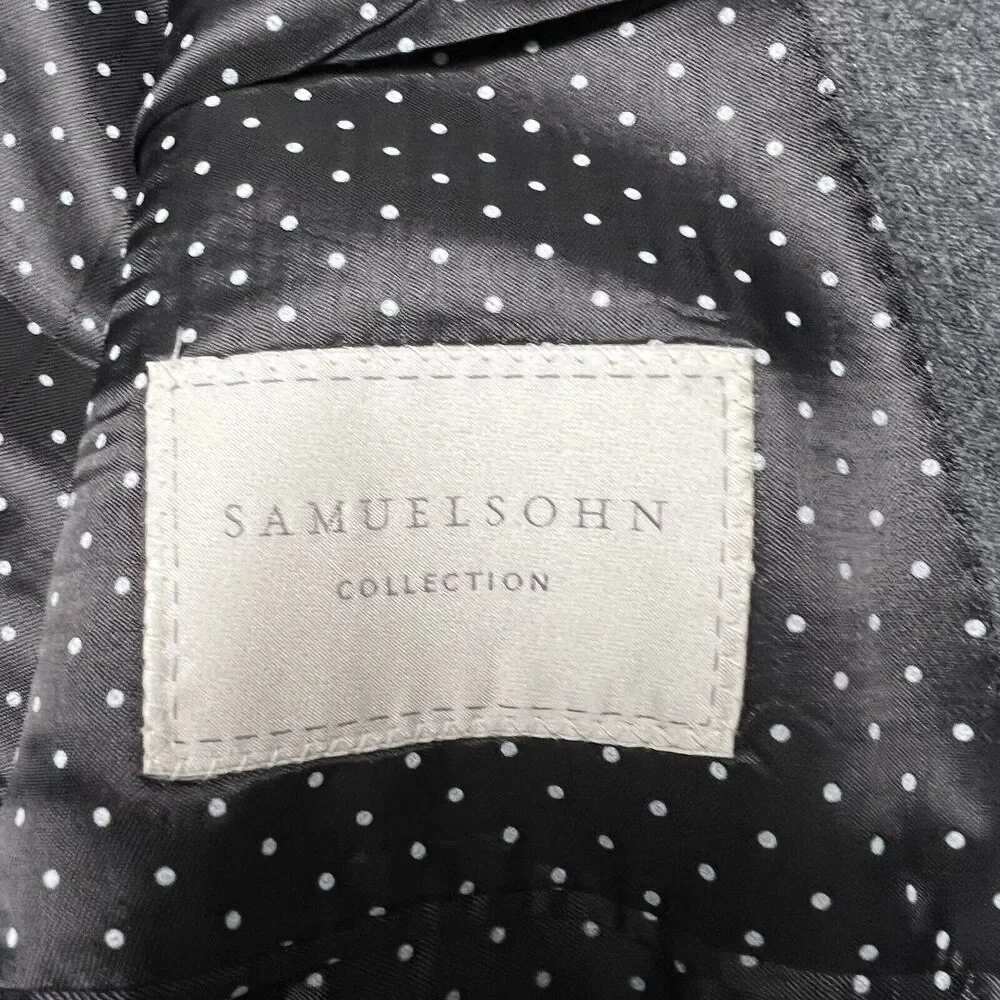 Samuelsohn 100% Wool SB Gable Super 120's Sport Coat Blazer Custom Size 44R Gray